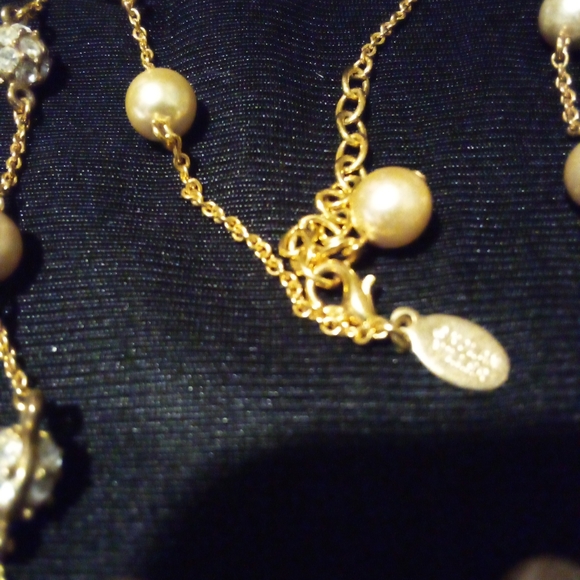 Lot Of 2 Nolan Miller Necklaces Faux Pearl Rhinestone - Picture 4 of 8